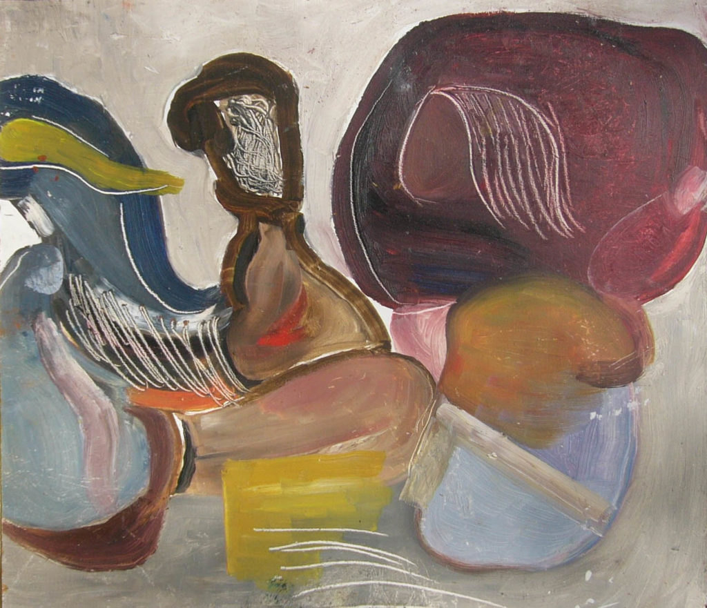 Untitled abstract, undated, oil on board, 280 x 330 mm. (Private Collection)